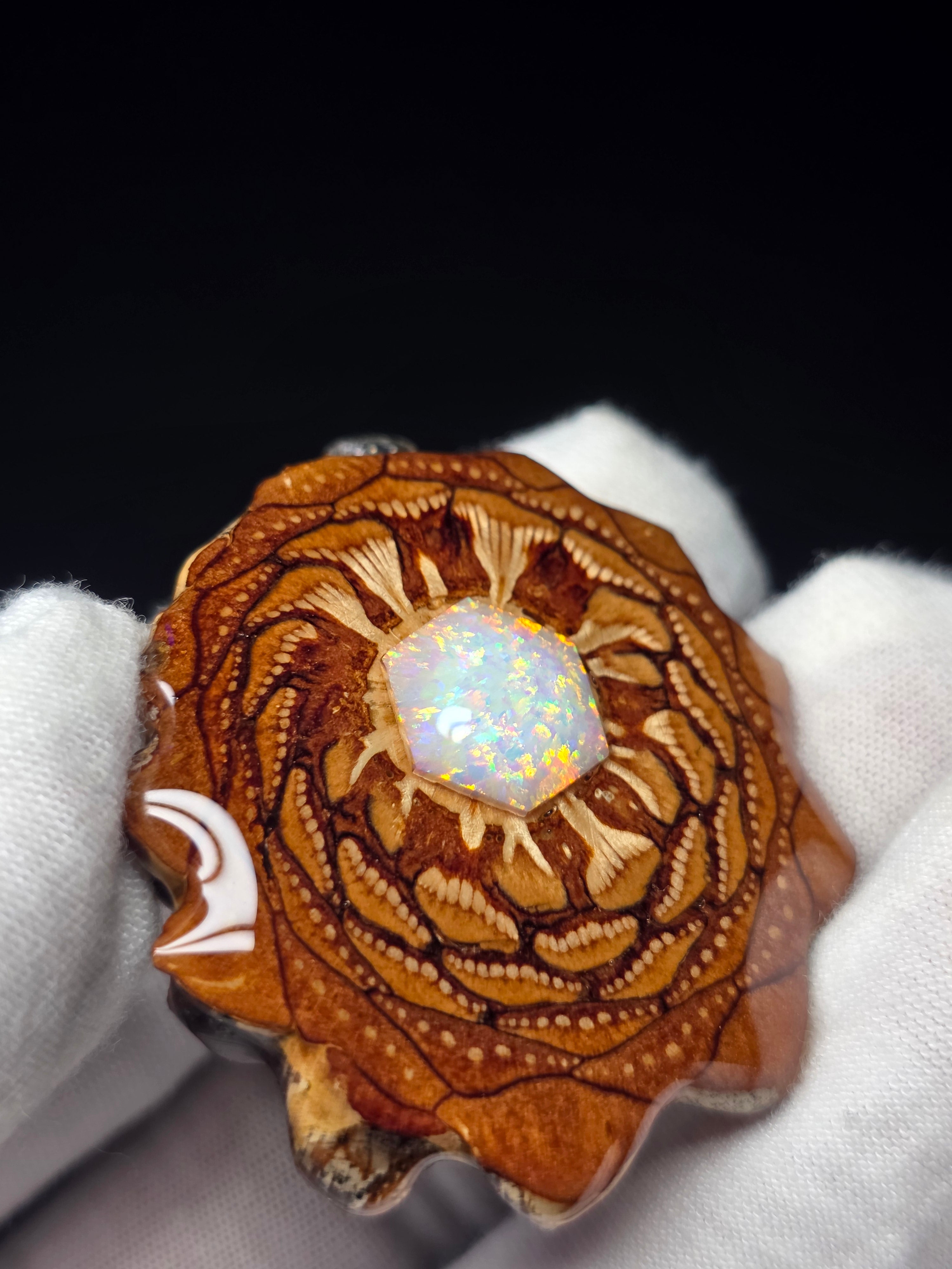 Large Knobcone Pinecone W/Bello Opal .925 Sterling Silver Bail