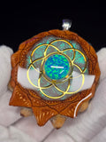 (GLOW) Large Knobcone Pinecone Seed Of Life W/ Bello Opal .925 Sterling Silver Bail.