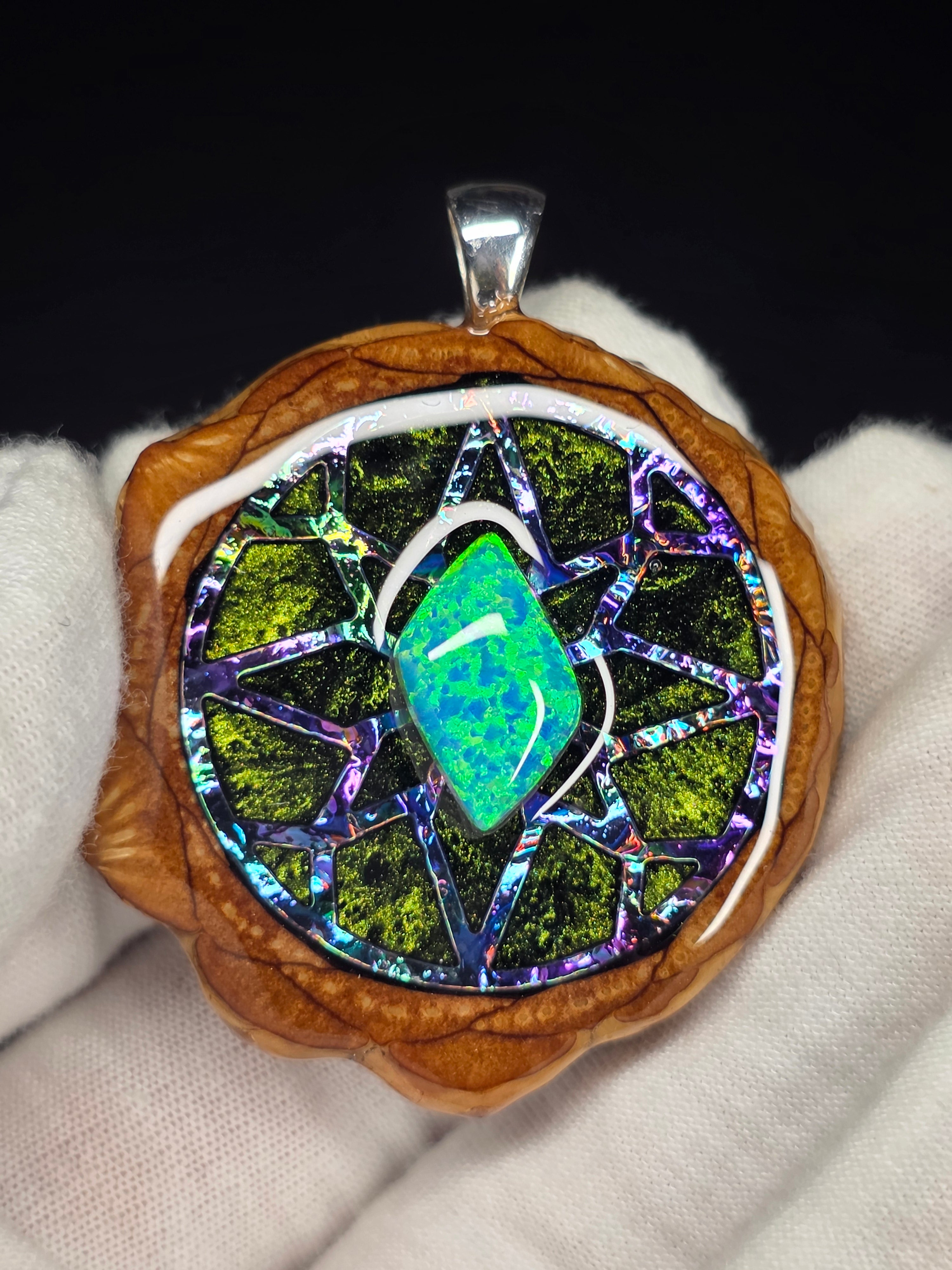 Large Knobcone Pinecone W/ Bello Opal .925 Sterling Silver Bail