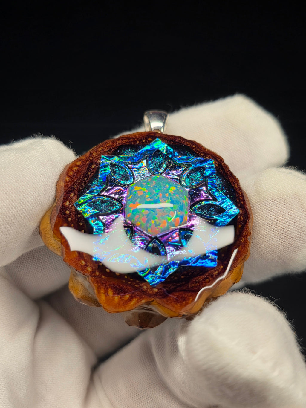 Medium Knobcone Pinecone W/ Bello Opal .925 Sterling Silver Bail