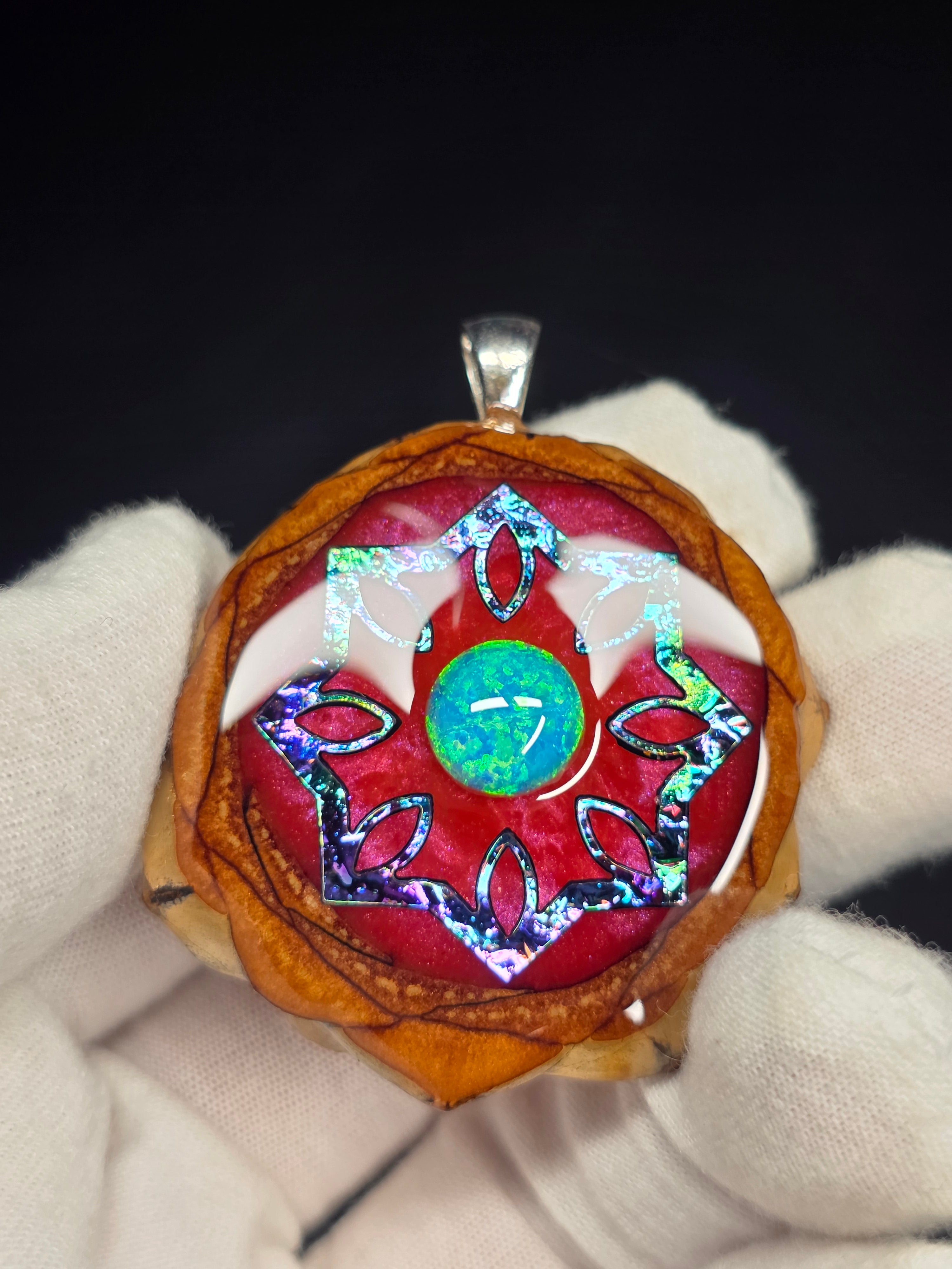 Large Knobcone Pinecone W/ Bello Opal .925 Sterling Silver Bail