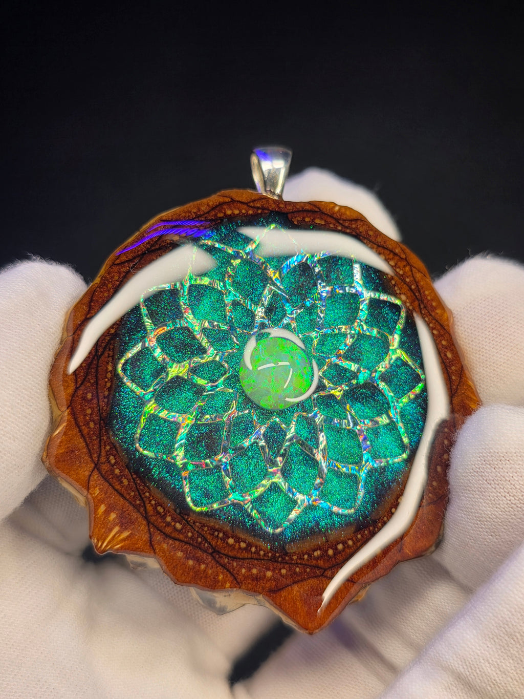 X-Large Knobcone Pinecone W/ Bello Opal .925 Sterling Silver Bail