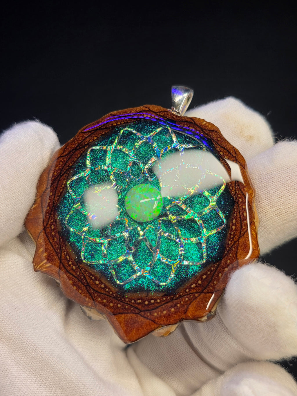 X-Large Knobcone Pinecone W/ Bello Opal .925 Sterling Silver Bail