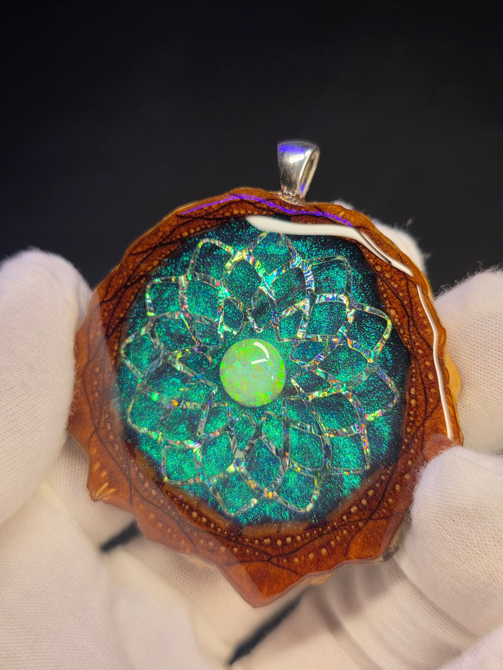 X-Large Knobcone Pinecone W/ Bello Opal .925 Sterling Silver Bail