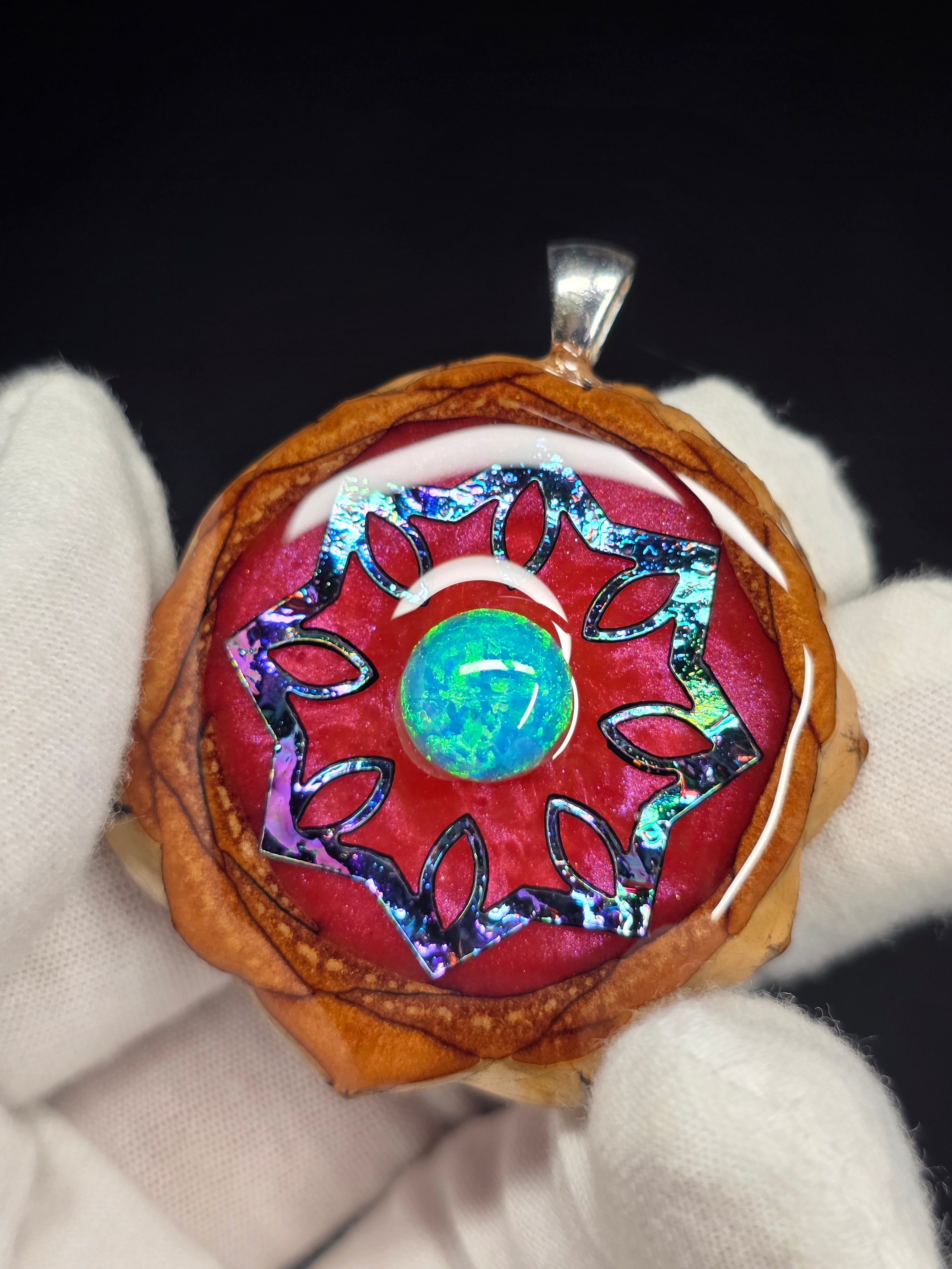 Large Knobcone Pinecone W/ Bello Opal .925 Sterling Silver Bail