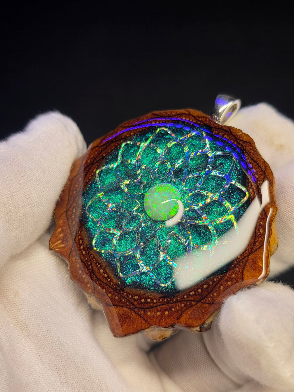 X-Large Knobcone Pinecone W/ Bello Opal .925 Sterling Silver Bail