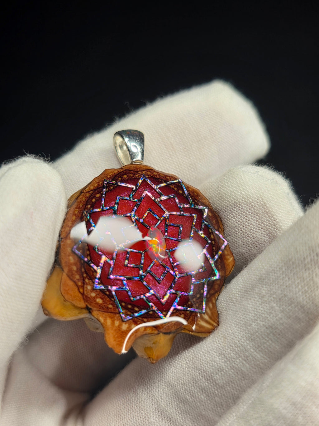 Small Knobcone Pinecone W/ Ethiopian Opal .925 Sterling Silver Bail