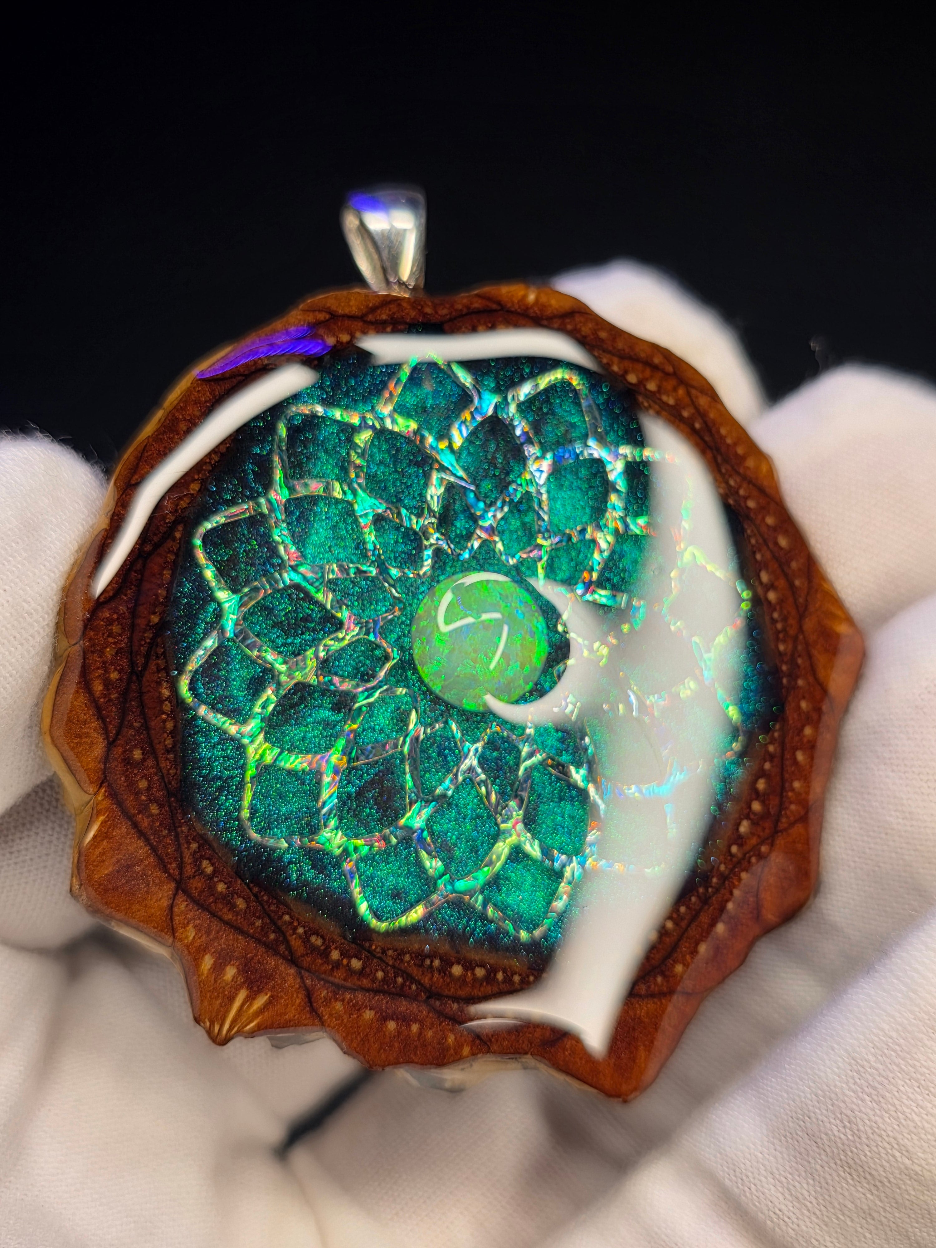 X-Large Knobcone Pinecone W/ Bello Opal .925 Sterling Silver Bail
