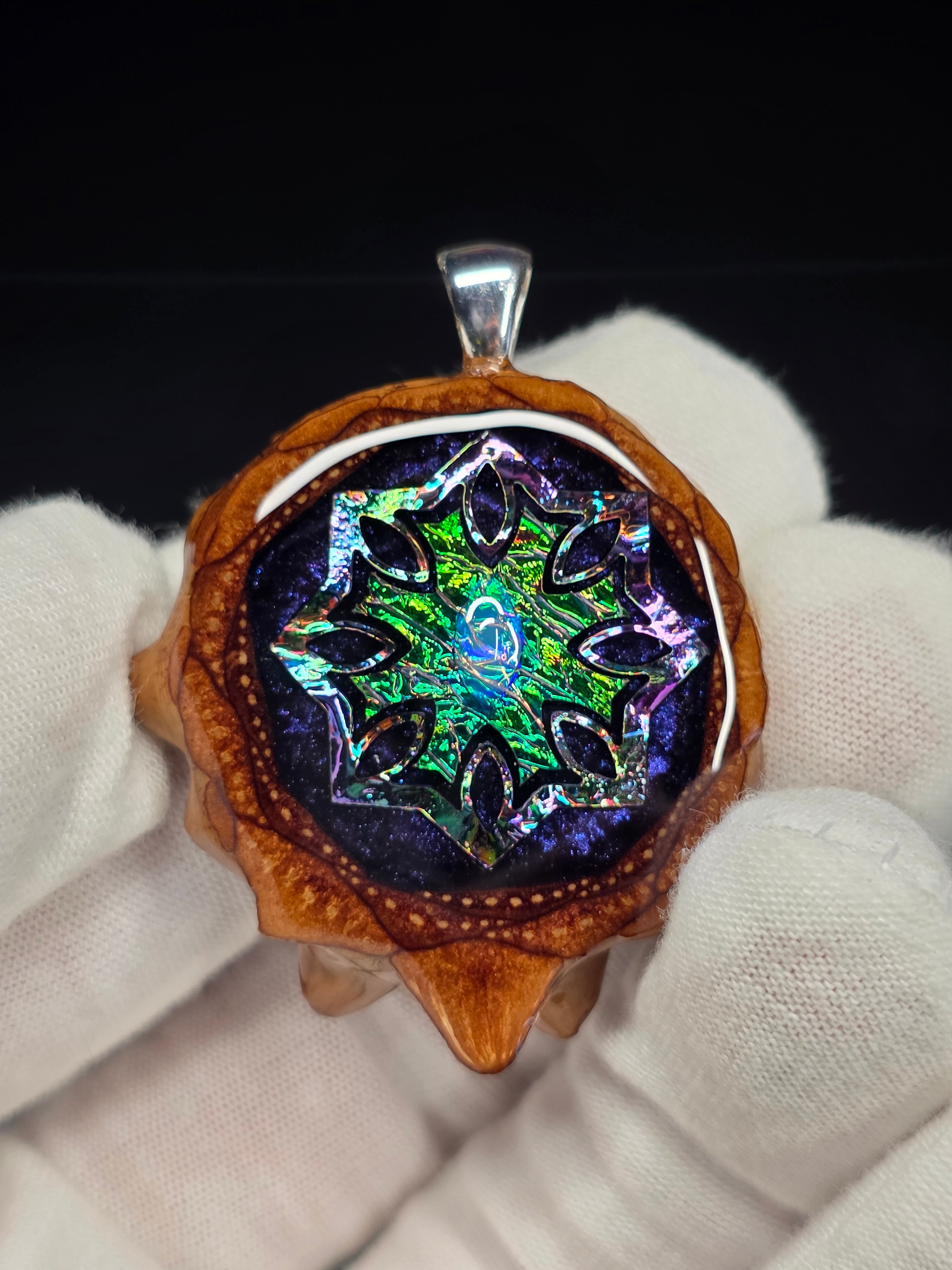 Small Knobcone Pinecone W/ Ethiopian Opal .925 Sterling Silver Bail