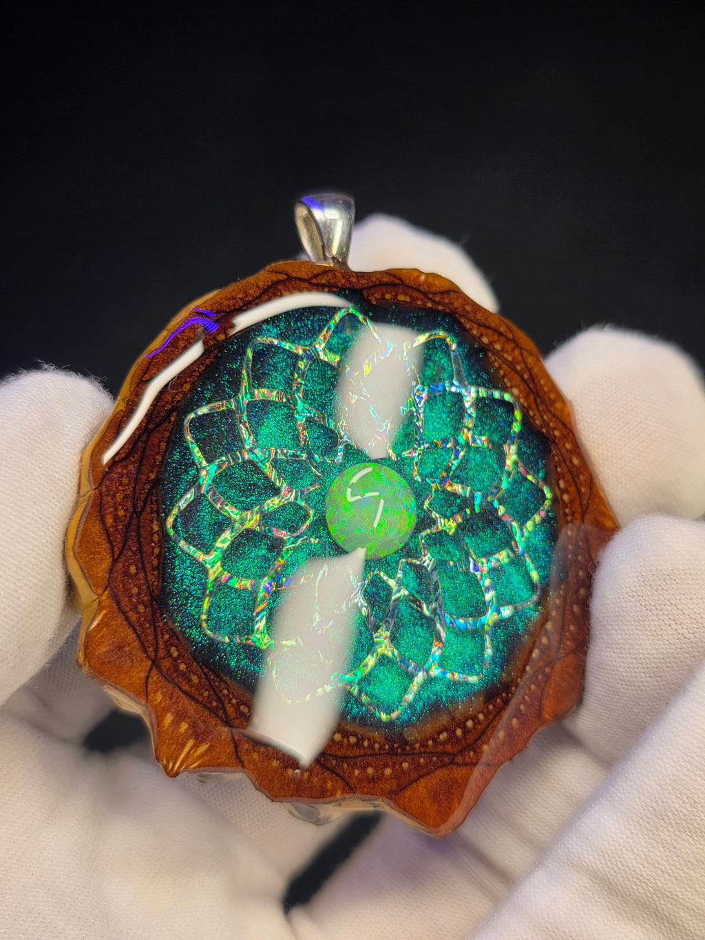X-Large Knobcone Pinecone W/ Bello Opal .925 Sterling Silver Bail