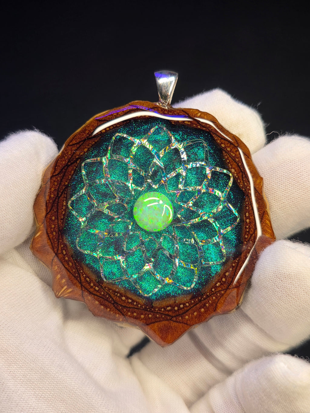 X-Large Knobcone Pinecone W/ Bello Opal .925 Sterling Silver Bail