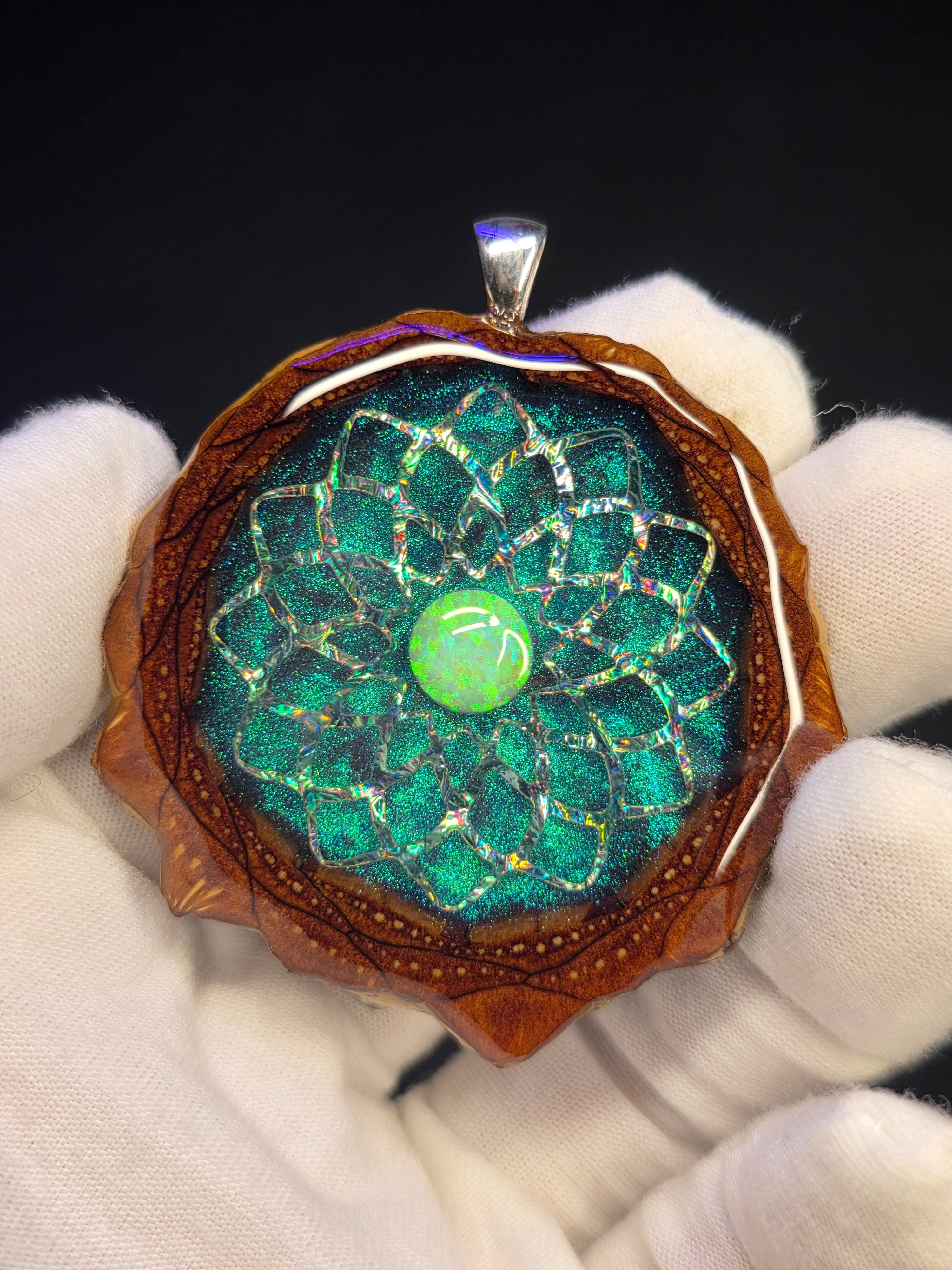 X-Large Knobcone Pinecone W/ Bello Opal .925 Sterling Silver Bail