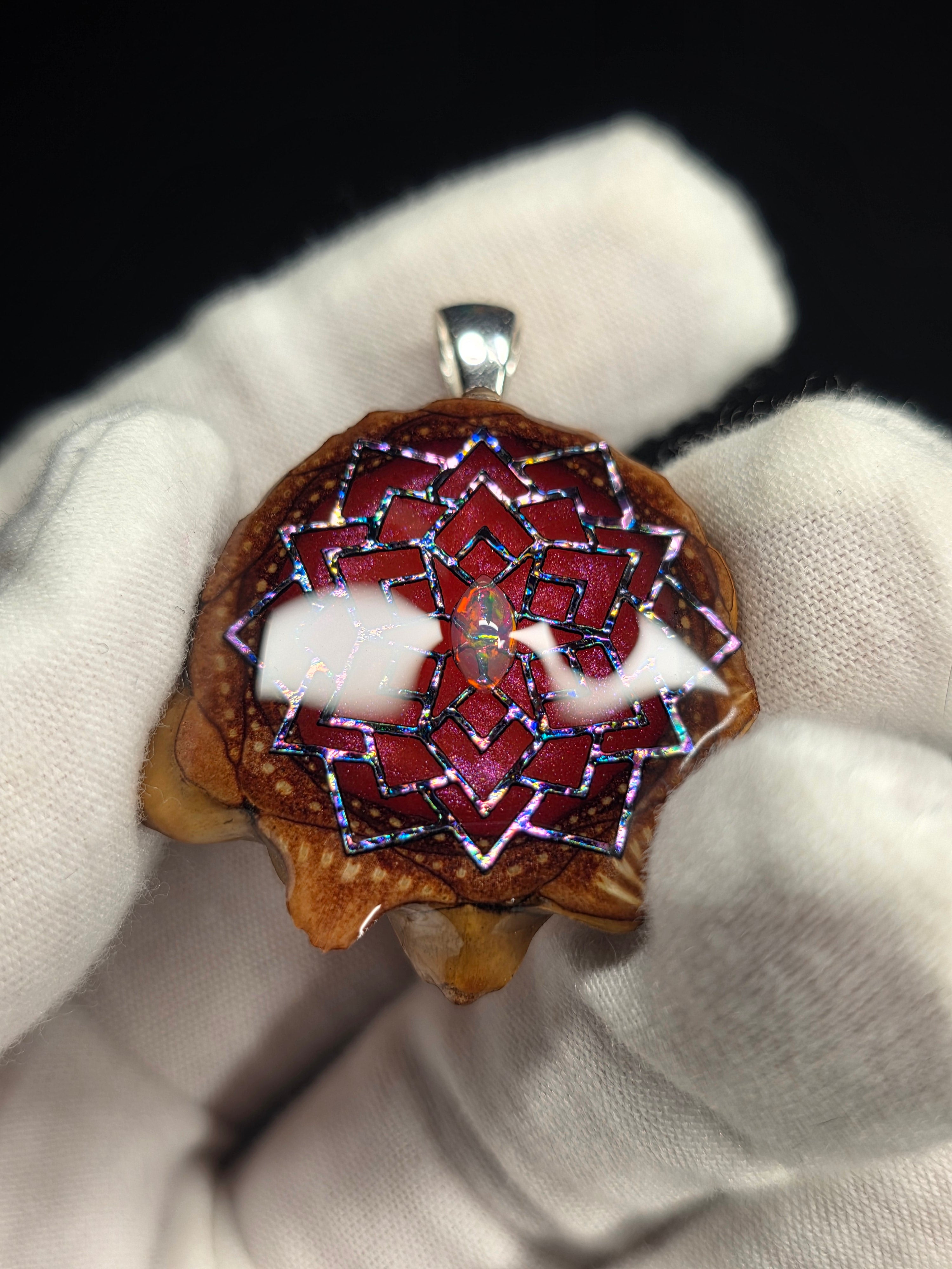 Small Knobcone Pinecone W/ Ethiopian Opal .925 Sterling Silver Bail