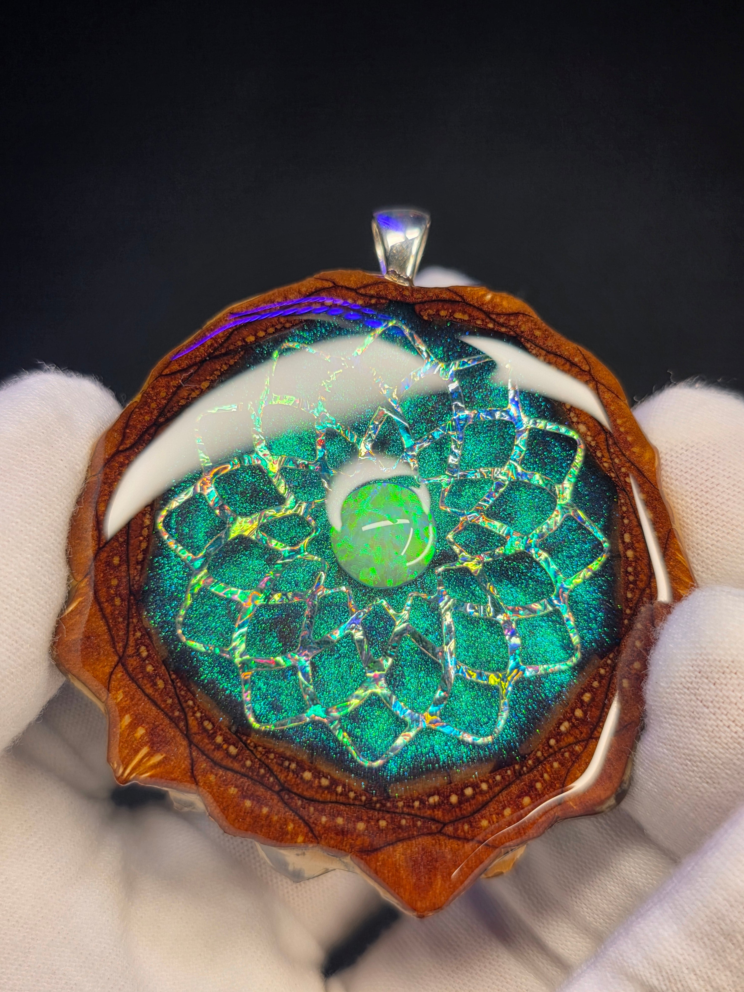 X-Large Knobcone Pinecone W/ Bello Opal .925 Sterling Silver Bail