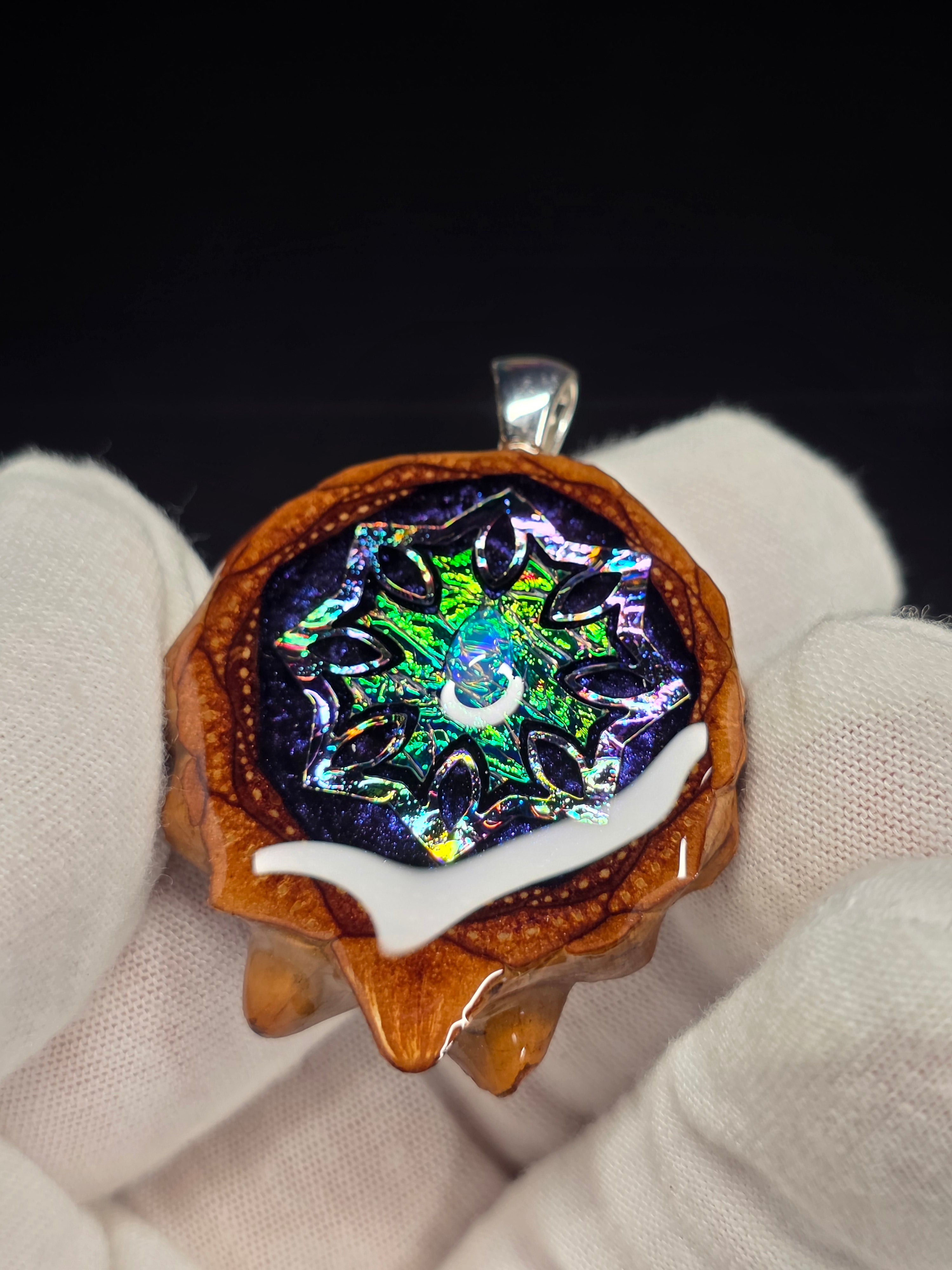 Small Knobcone Pinecone W/ Ethiopian Opal .925 Sterling Silver Bail