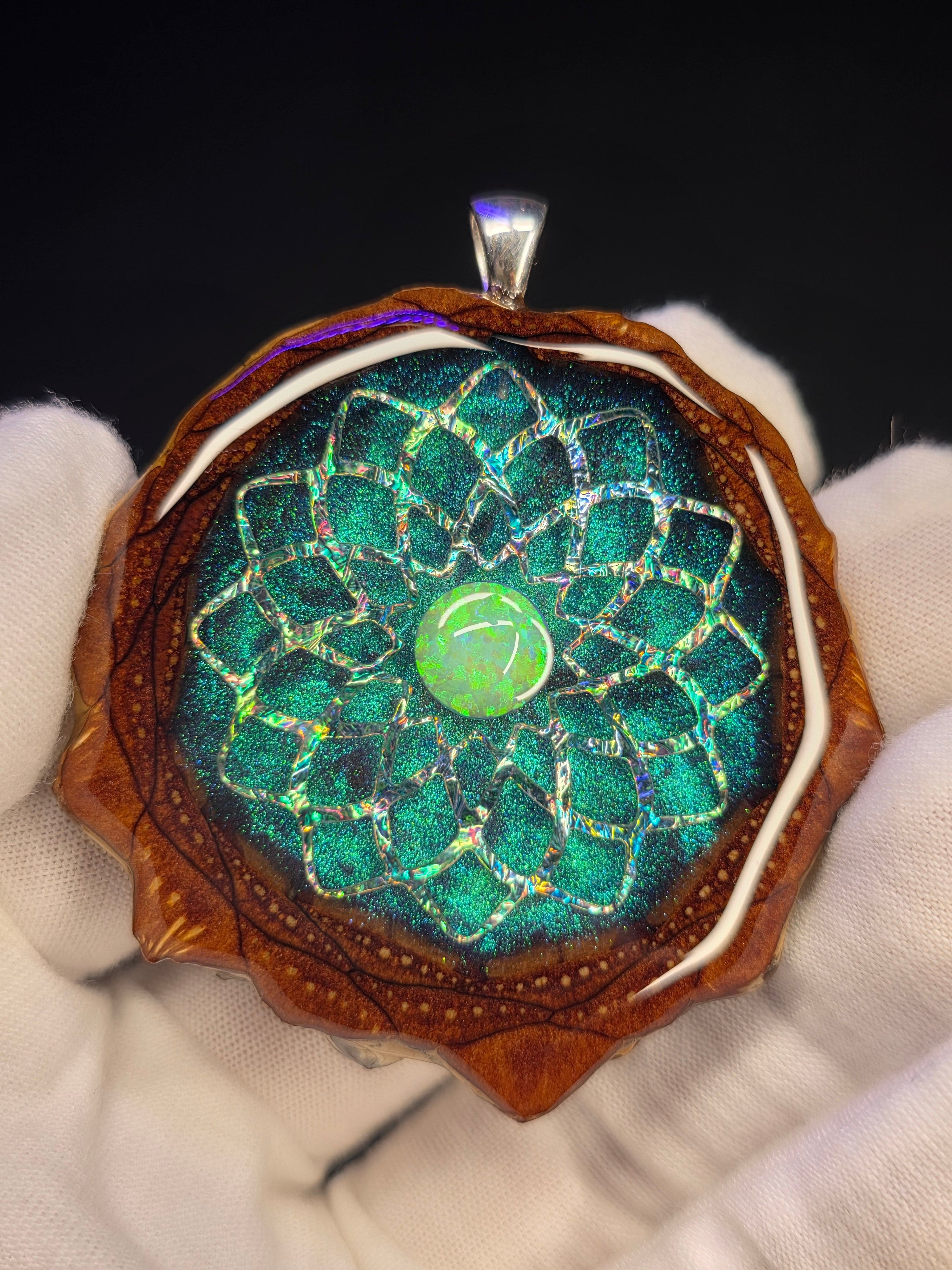 X-Large Knobcone Pinecone W/ Bello Opal .925 Sterling Silver Bail