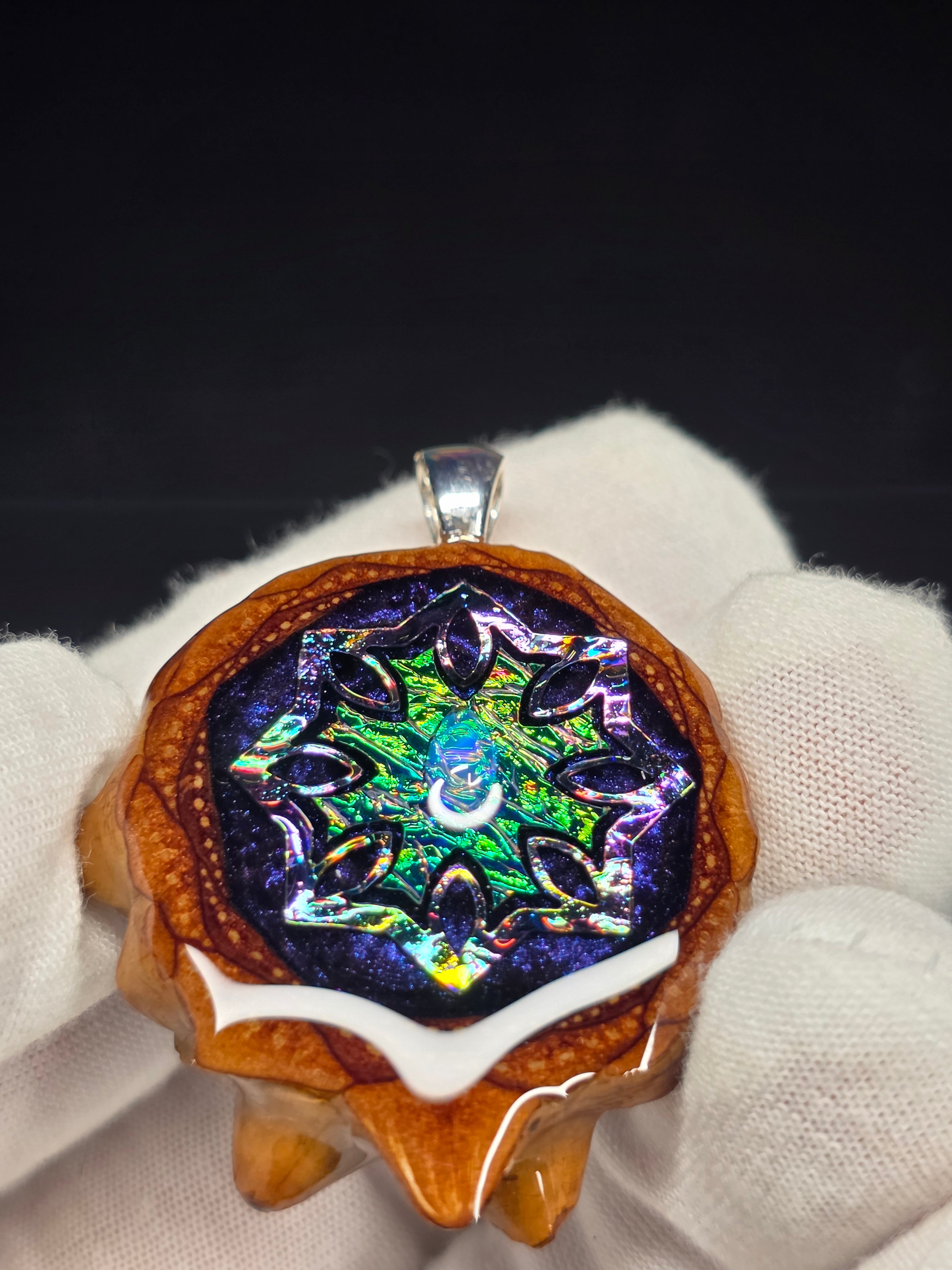 Small Knobcone Pinecone W/ Ethiopian Opal .925 Sterling Silver Bail