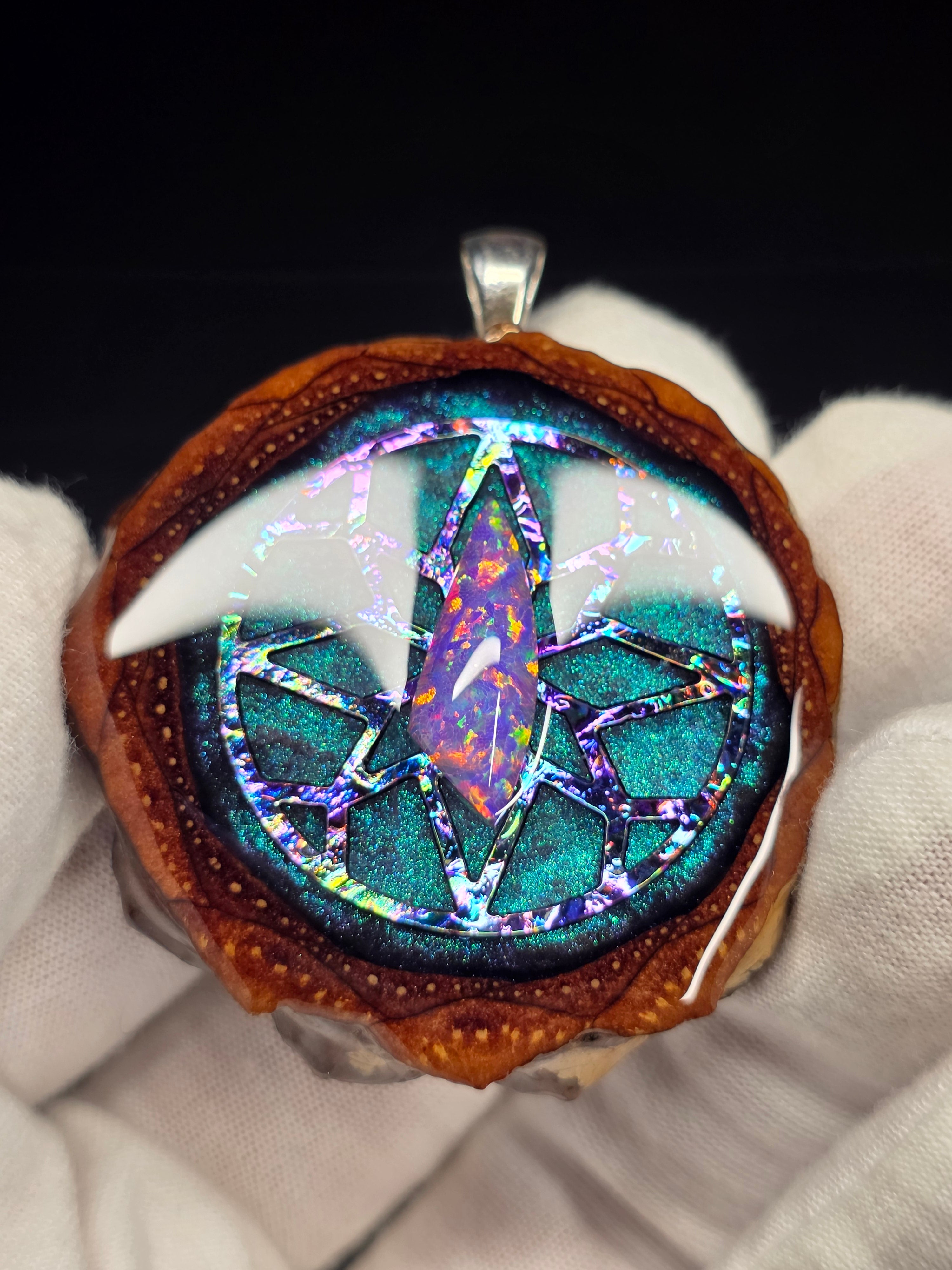 Large Knobcone Pinecone W/ Bello Opal .925 Sterling Silver Bail