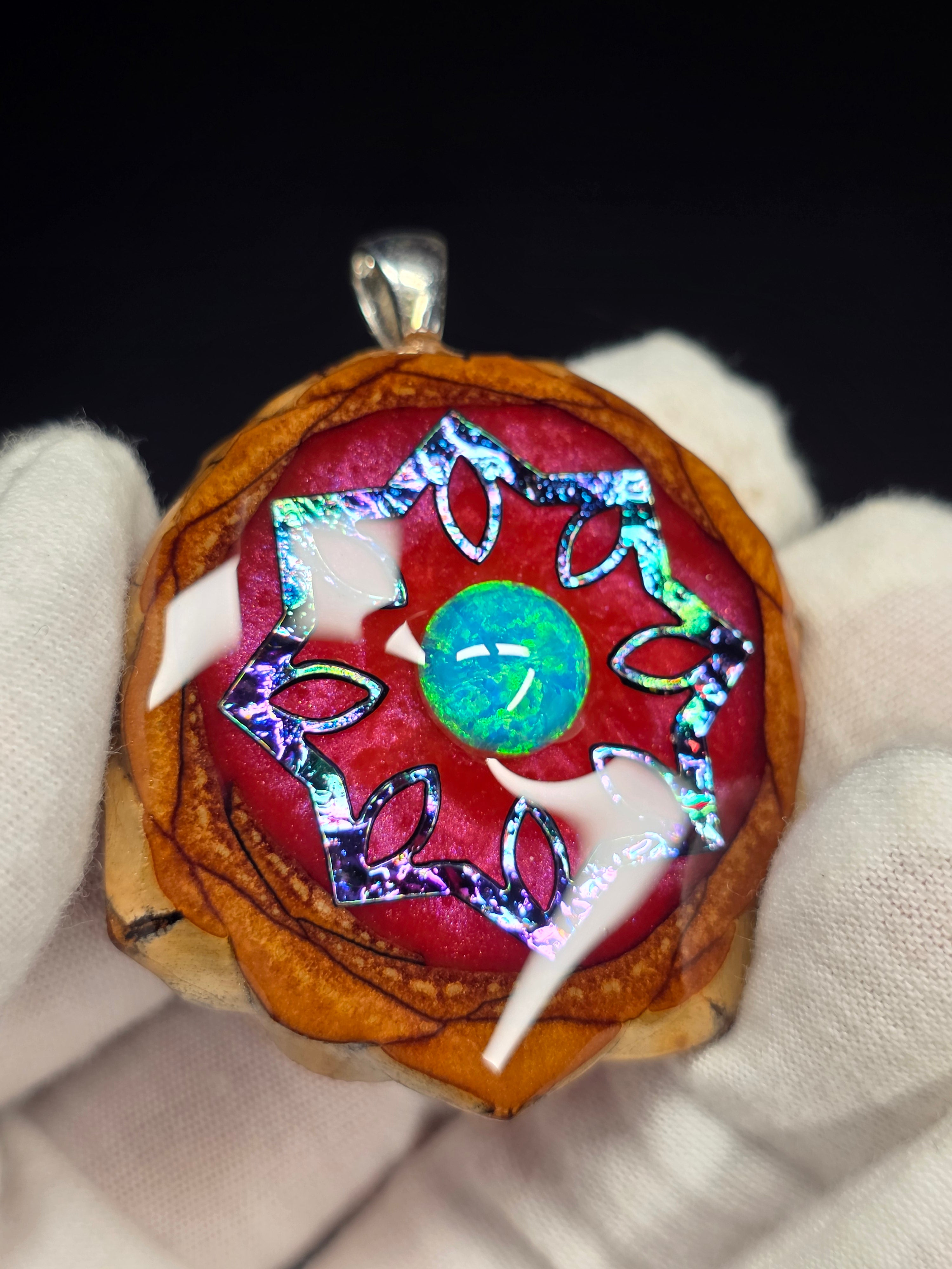 Large Knobcone Pinecone W/ Bello Opal .925 Sterling Silver Bail
