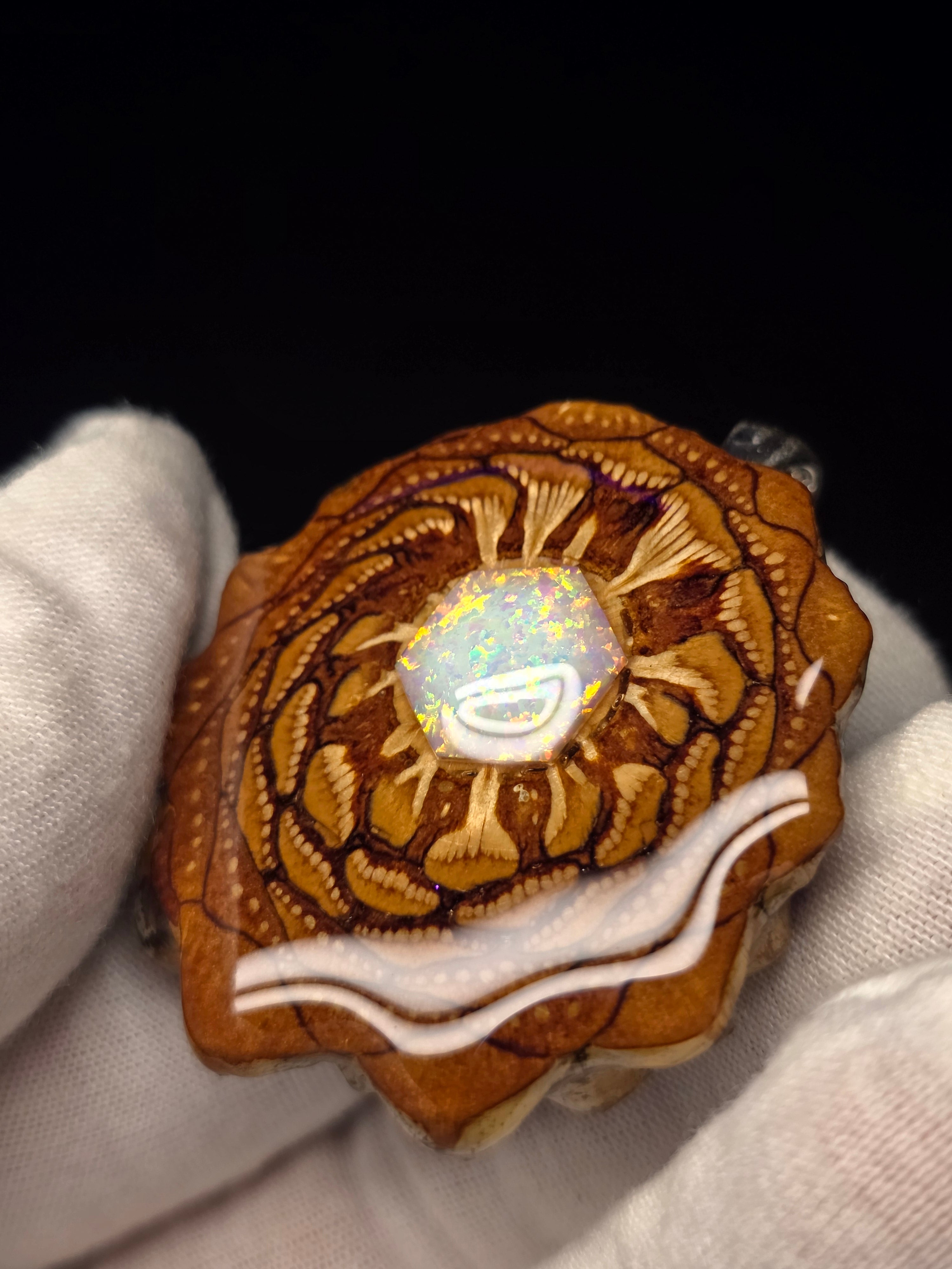 Large Knobcone Pinecone W/Bello Opal .925 Sterling Silver Bail