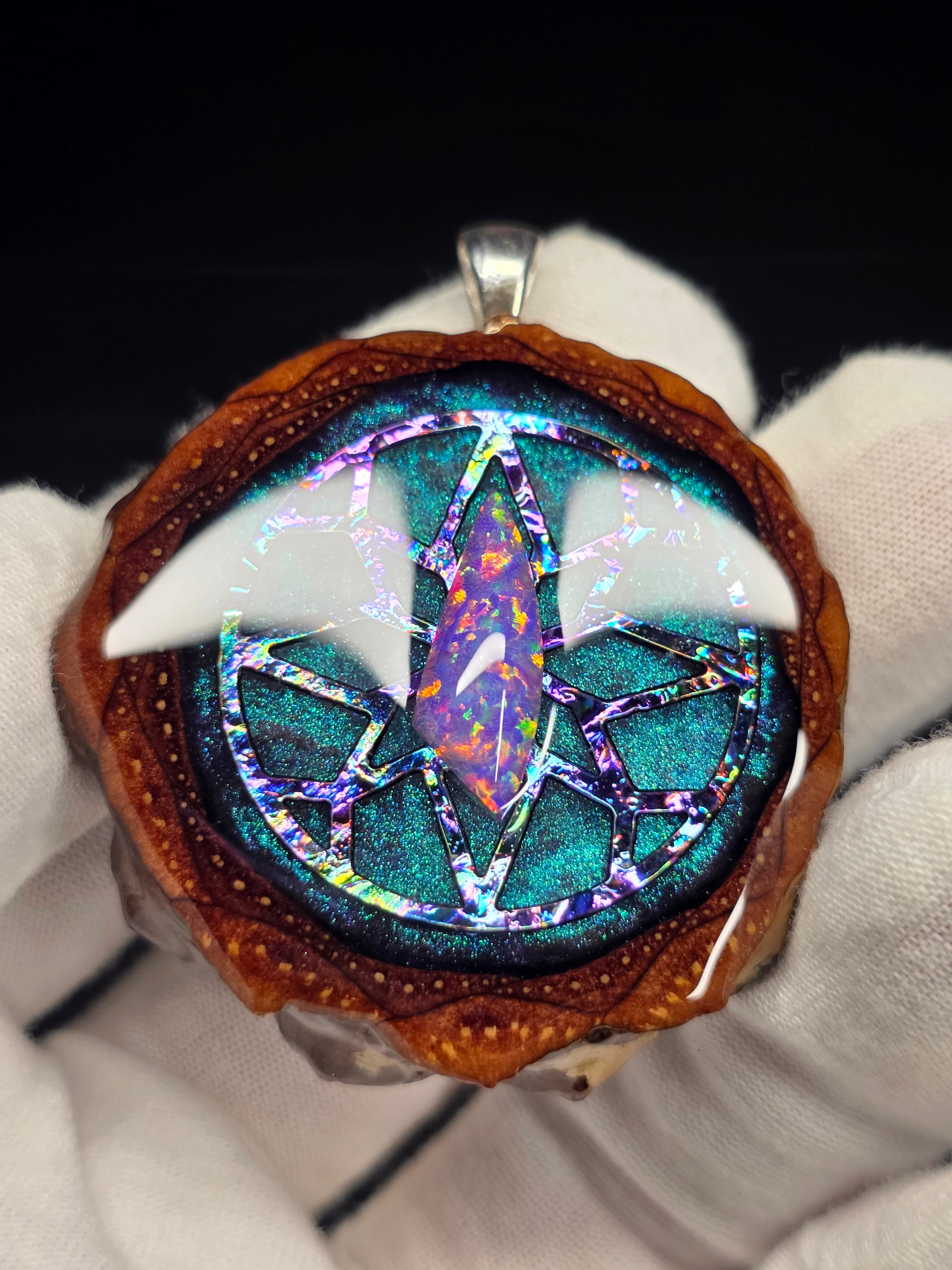 Large Knobcone Pinecone W/ Bello Opal .925 Sterling Silver Bail