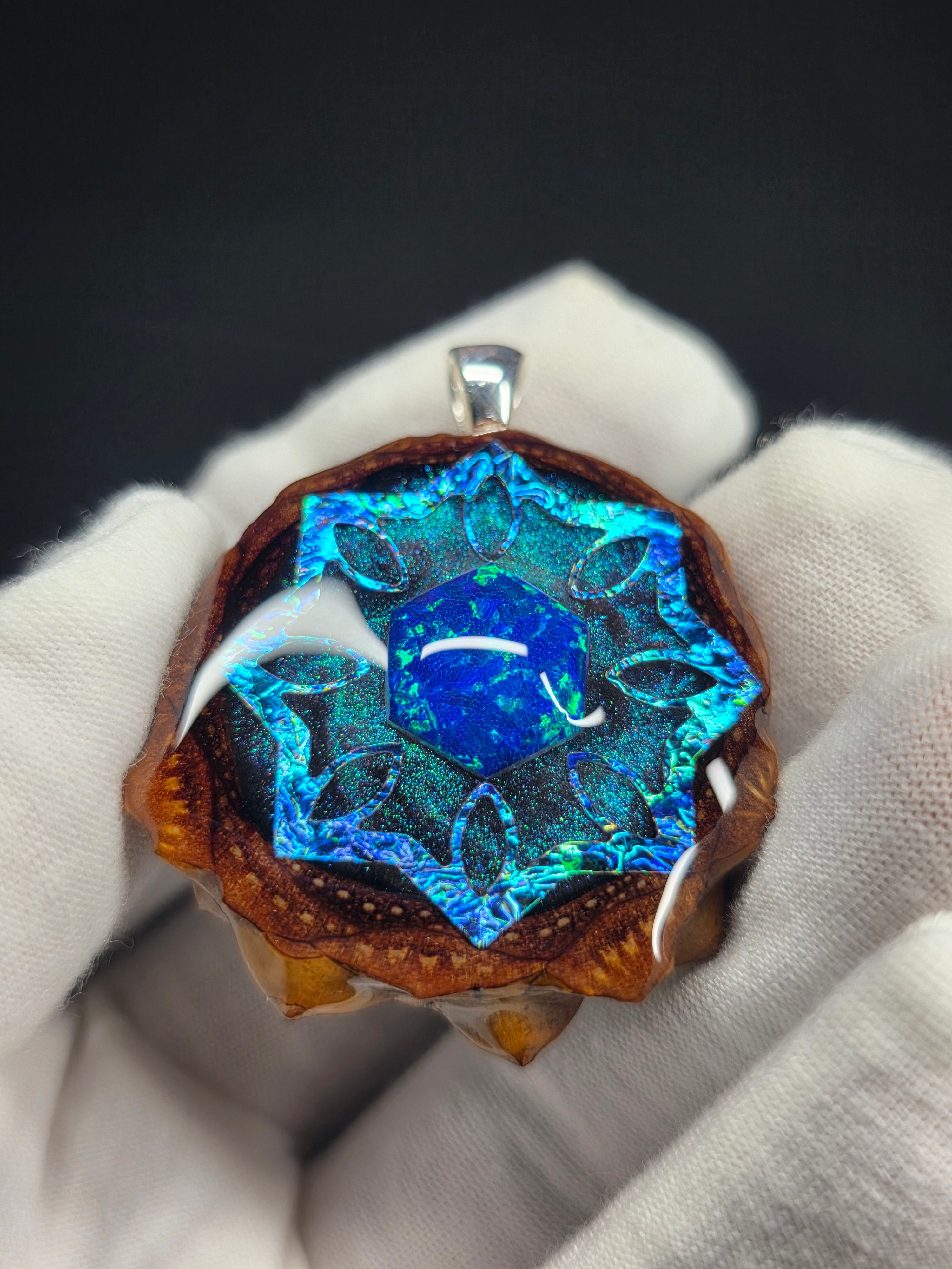 Medium Knobcone Pinecone W/ Bello Opal .925 Sterling Silver Bail