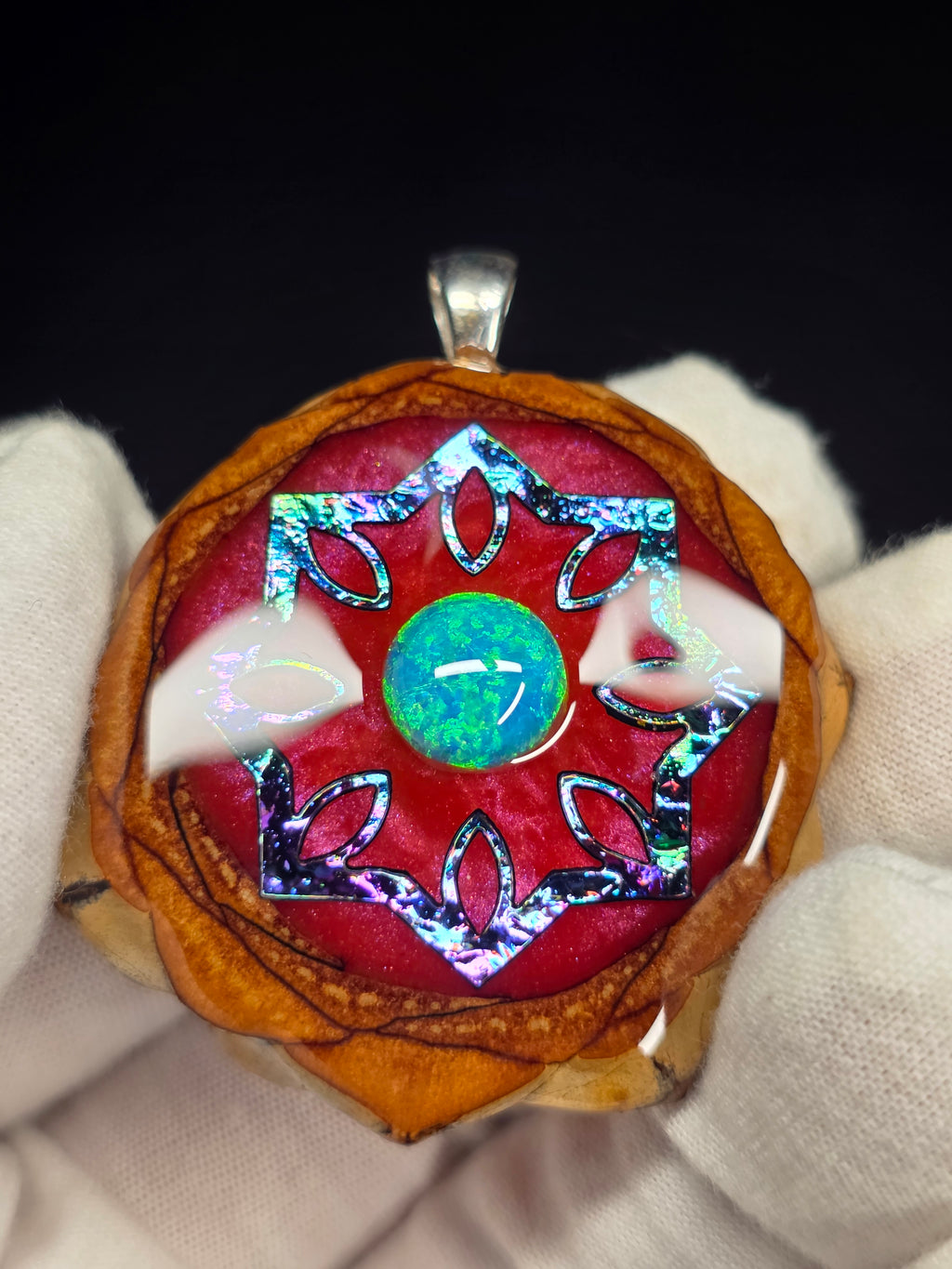 Large Knobcone Pinecone W/ Bello Opal .925 Sterling Silver Bail